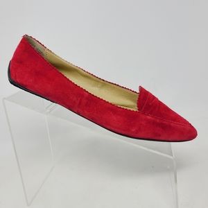 Talbots Red Slip On Penny Loafers Suede Leather Po